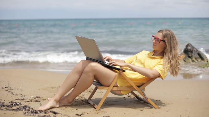 Working at the beach