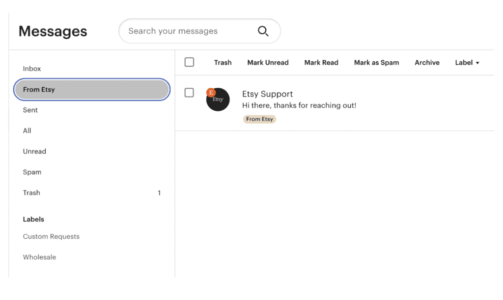 real etsy message