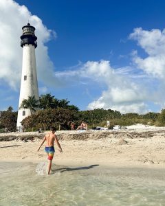 Family enjoying swimming at Biscayne Beach